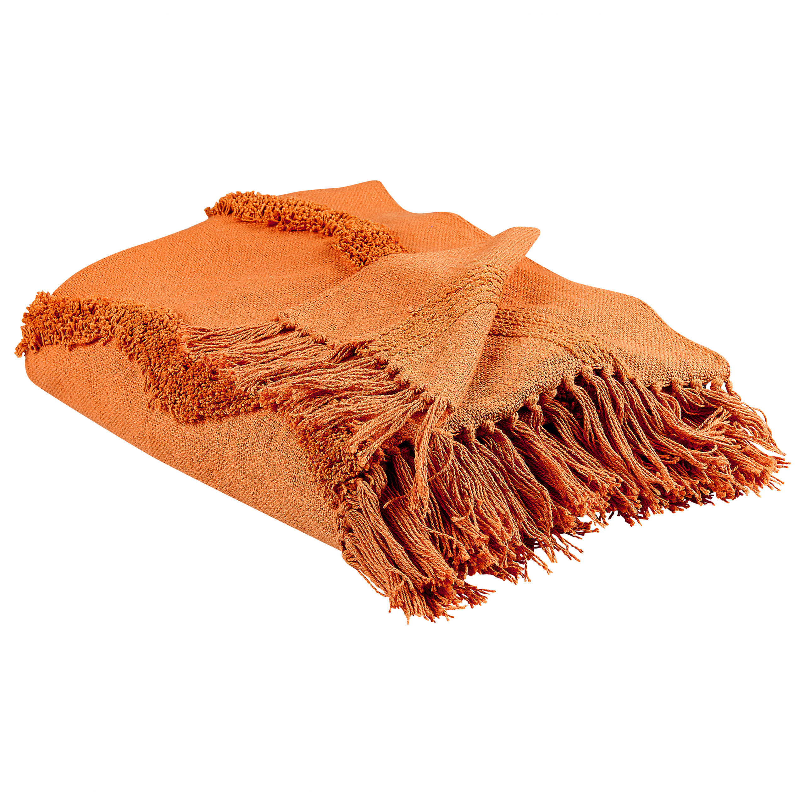 DECKE Orange Khari 125/150 cm - Orange, Naturmaterialen/Textil (125/150cm) - Beliani