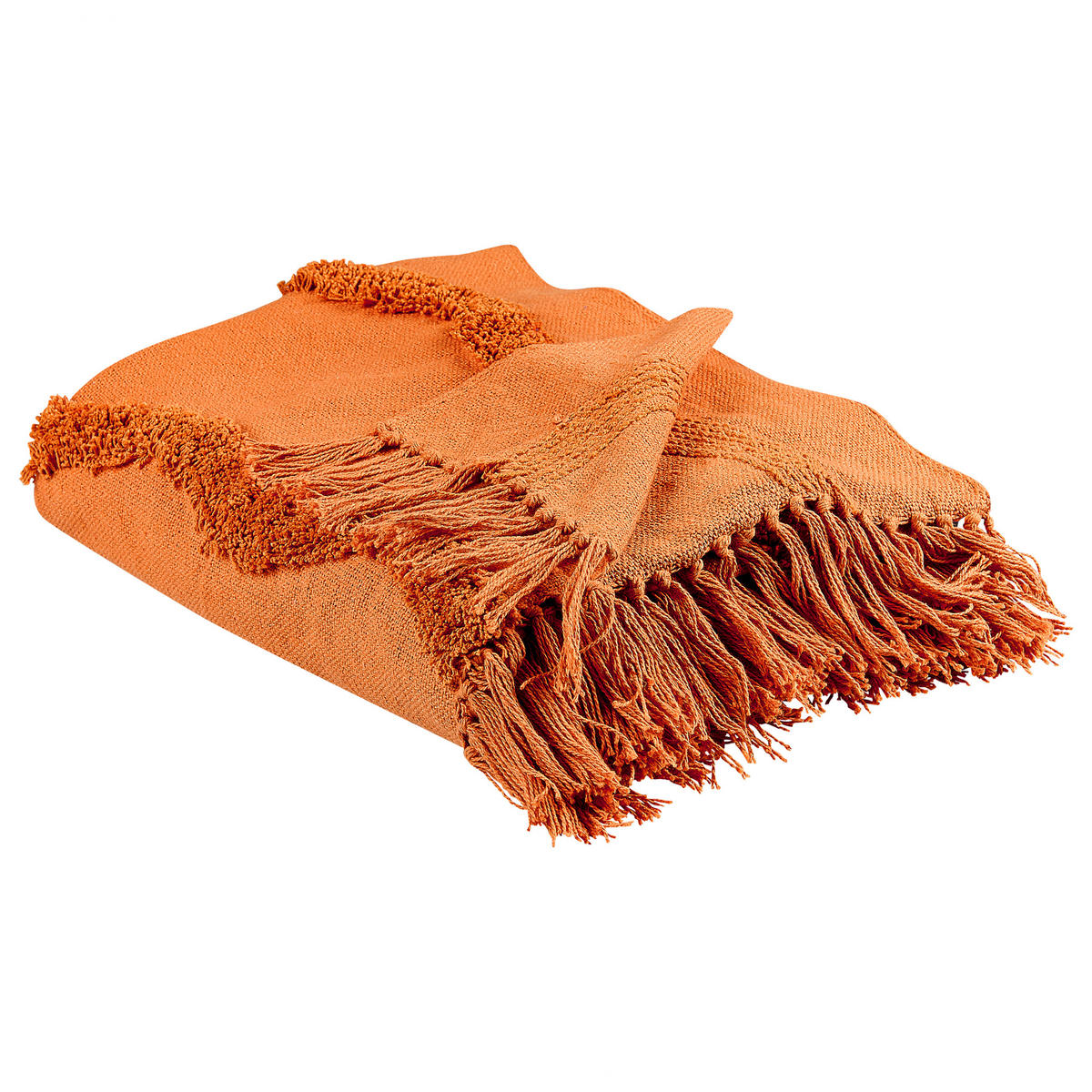 DECKE Orange Khari 125/150 cm - Orange, Naturmaterialen/Textil (125/150cm) - Beliani