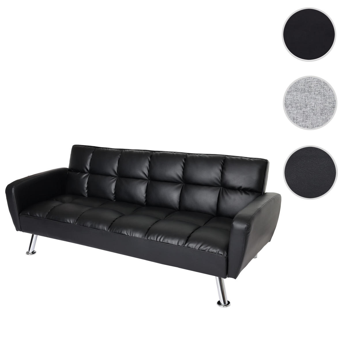 SOFA Schwarz - Schwarz, Textil (203/81/93cm) - MCW