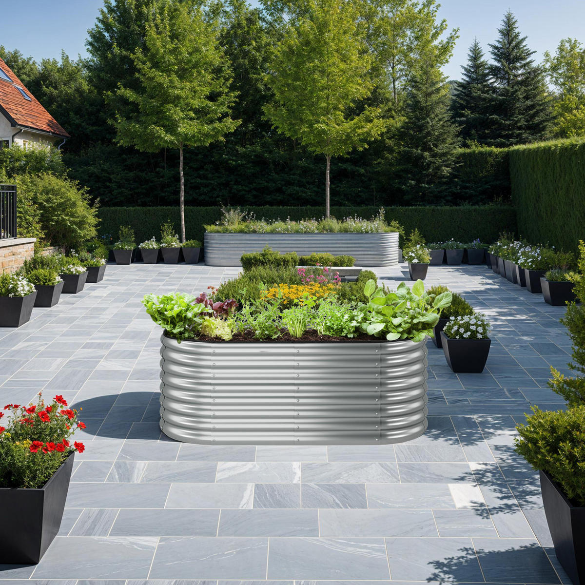 HOCHBEET Flormma,160 x 80 x 80 cm,silber - Silberfarben, Metall (160/80/80cm) - tectake