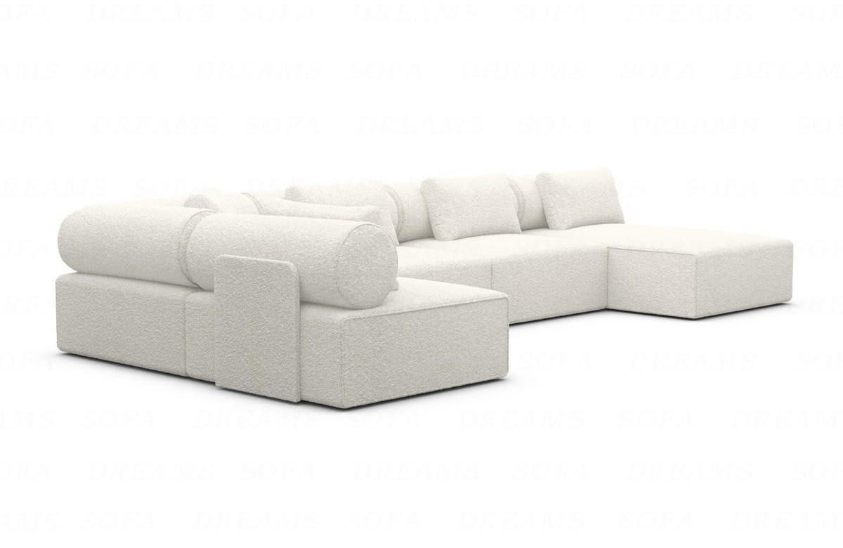 WOHNLANDSCHAFT Cipriani Weiß Boucléstoff - Weiß, Kunststoff (400/77/200cm)