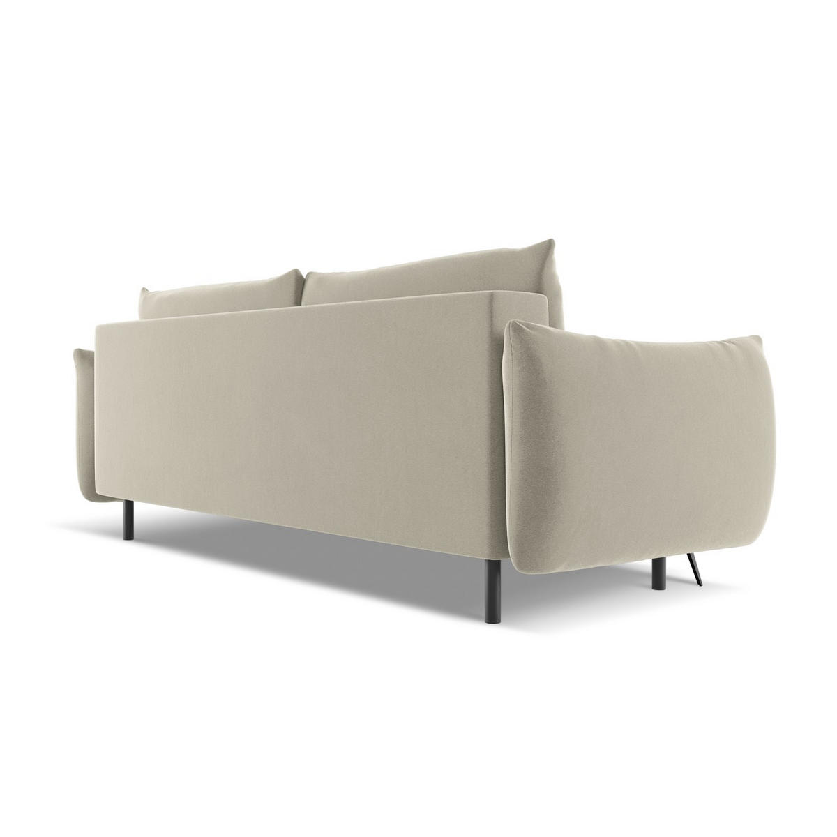 3-SITZER SOFA mit Schlaffunktion Samt Stoff Creme - Perlmutt/Creme, Textil/Metall (230/86/105cm) - LaMiaSofa