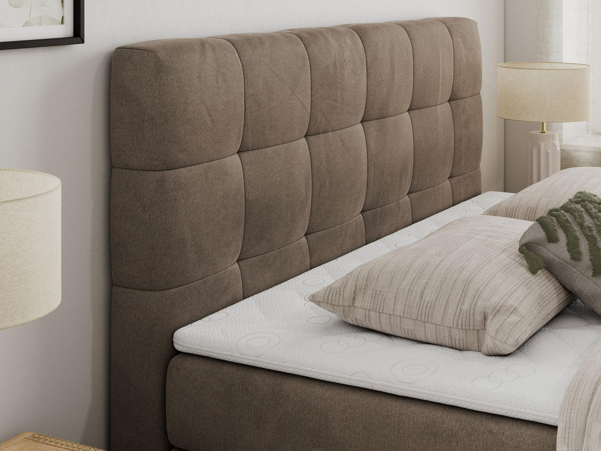 BOXSPRINGBETT LUKA KING 200/200 Braun Velvet - H4 - Braun, Holz/Textil (200/200cm) - MKS