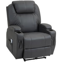 RELAXSESSEL mit Massagefunktion, Elektrisch Fernsehsessel mit Liegefunktion - Dunkelgrau/Schwarz, Leder (97/110/82cm) - HOMCOM