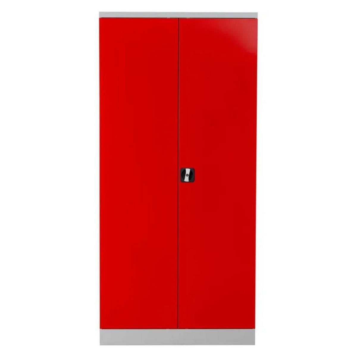 STAHLSCHRANK Bee mit 9 verzinkten Fachböden 195x92x50 cm Korpusfarbe Lichtgrau Frontfarbe Feuerrot - Rot, Metall (92/195/50cm)