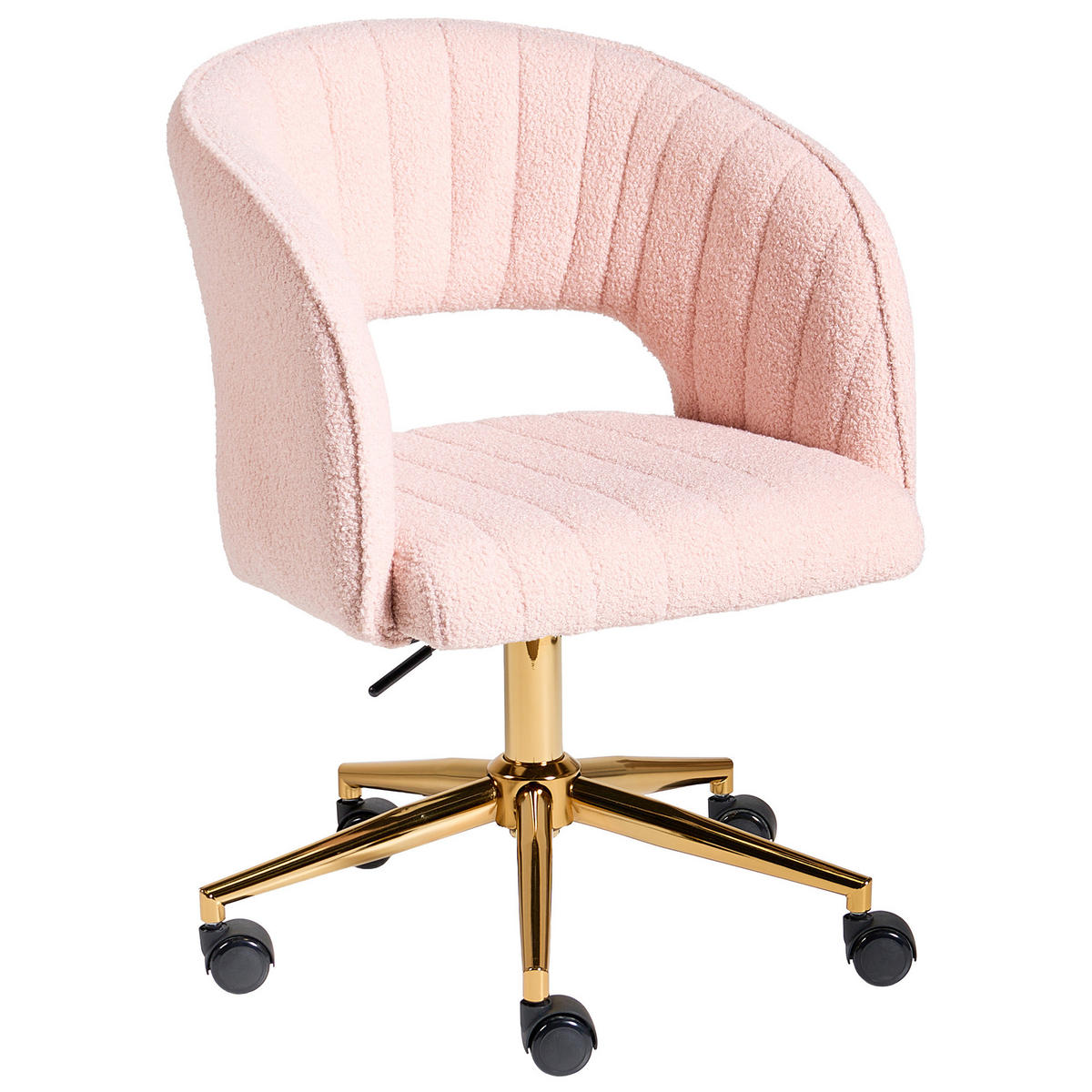 SCHREIBTISCHSTUHL Bouclé Pastellrosa Katonah - Pink, Textil (57/78/57cm) - Beliani