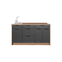 KÖKSBLOCK Fame-Line, Mörkgrå, 150 cm, AP Oak - Honungsek/Mörkgrå, Träbaserade material (150/82/60cm) - Vicco