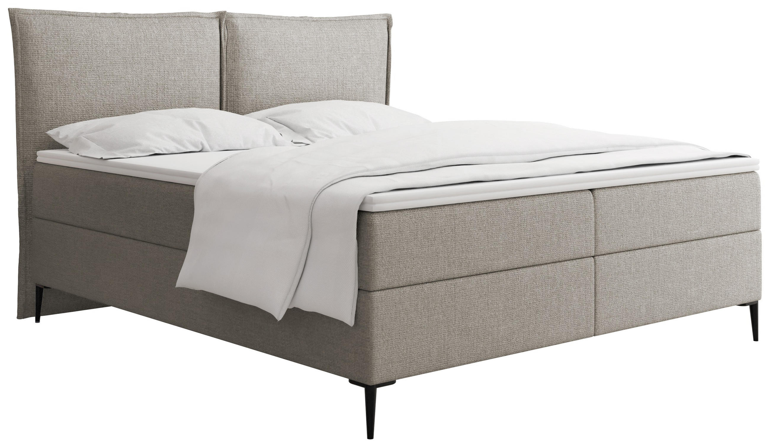 BOXBETT Calio Rise mit Bettkasten, Taupe Chenille 160x200 cm – inkl. H4 Taschenfederkern Matratze & Foam Topper - Taupe/Beige, Holz/Holzwerkstoff (160/200cm) - WFL GROUP