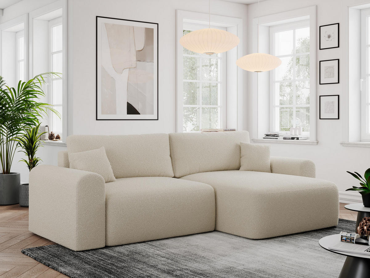 ECKSOFA NELSON Beige Boucle - Beige/Schwarz, Kunststoff/Textil (274/152cm) - MKS