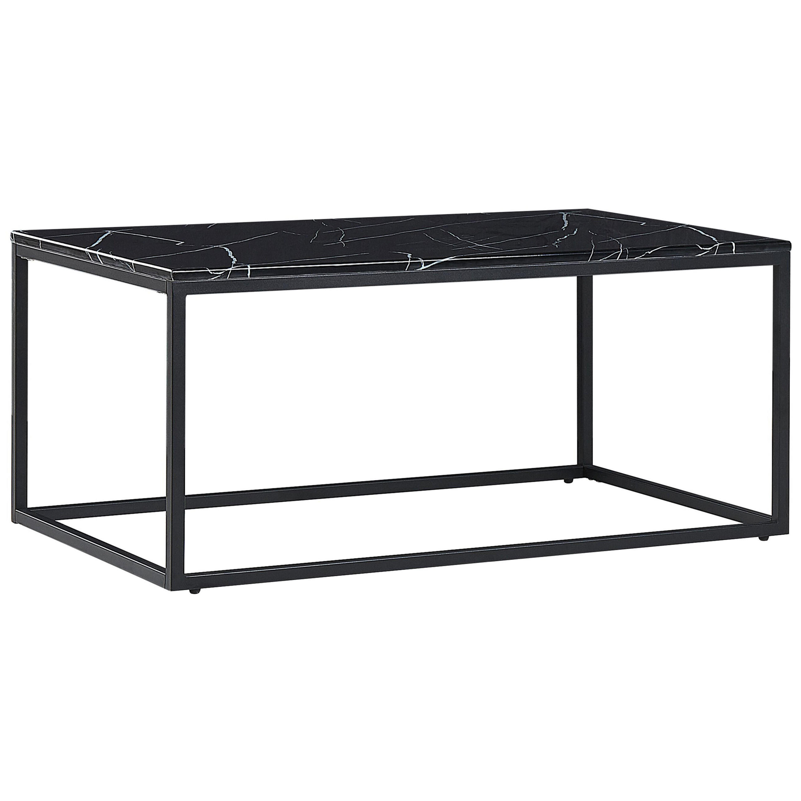 COUCHTISCH Marmor Optik schwarz rechteckig 60/100 cm Delano - Schwarz, Holzwerkstoff (60/100/45cm) - Beliani