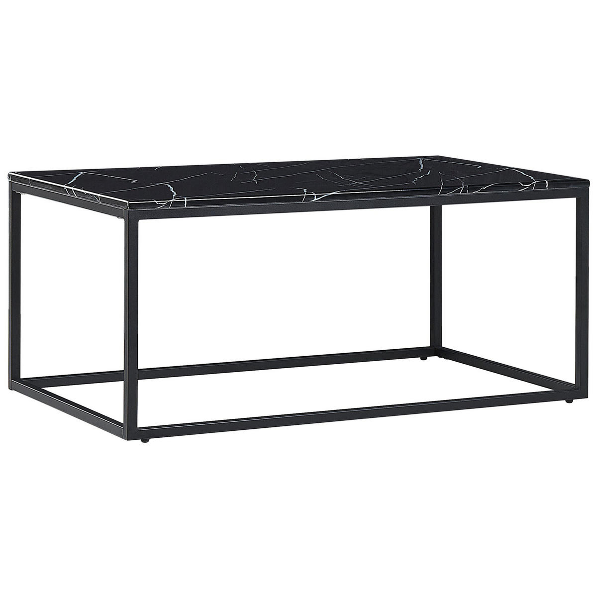 COUCHTISCH Marmor Optik schwarz rechteckig 60/100 cm Delano - Schwarz, Holzwerkstoff (60/100/45cm) - Beliani