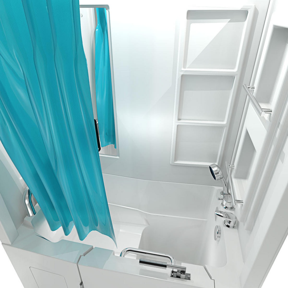 SENIOREN Dusche Sitzwanne mit Tür S08D-B-L - Weiß, Glas/Kunststoff (110/68/205cm) - AcquaVapore by Sandra Jentho