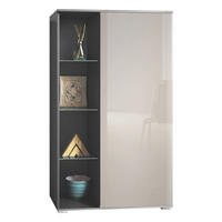 VITRINE Davos Sandgrau Hochglanz - Sandfarben, Holzwerkstoff (71.5/134/35cm) - Vladon