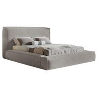 POLSTERBETT 160x200 Karano, Dicker Schaum, Bettkasten, Samt, Hellgrau - Hellgrau, Holz/Textil (160/200cm) - Emporius