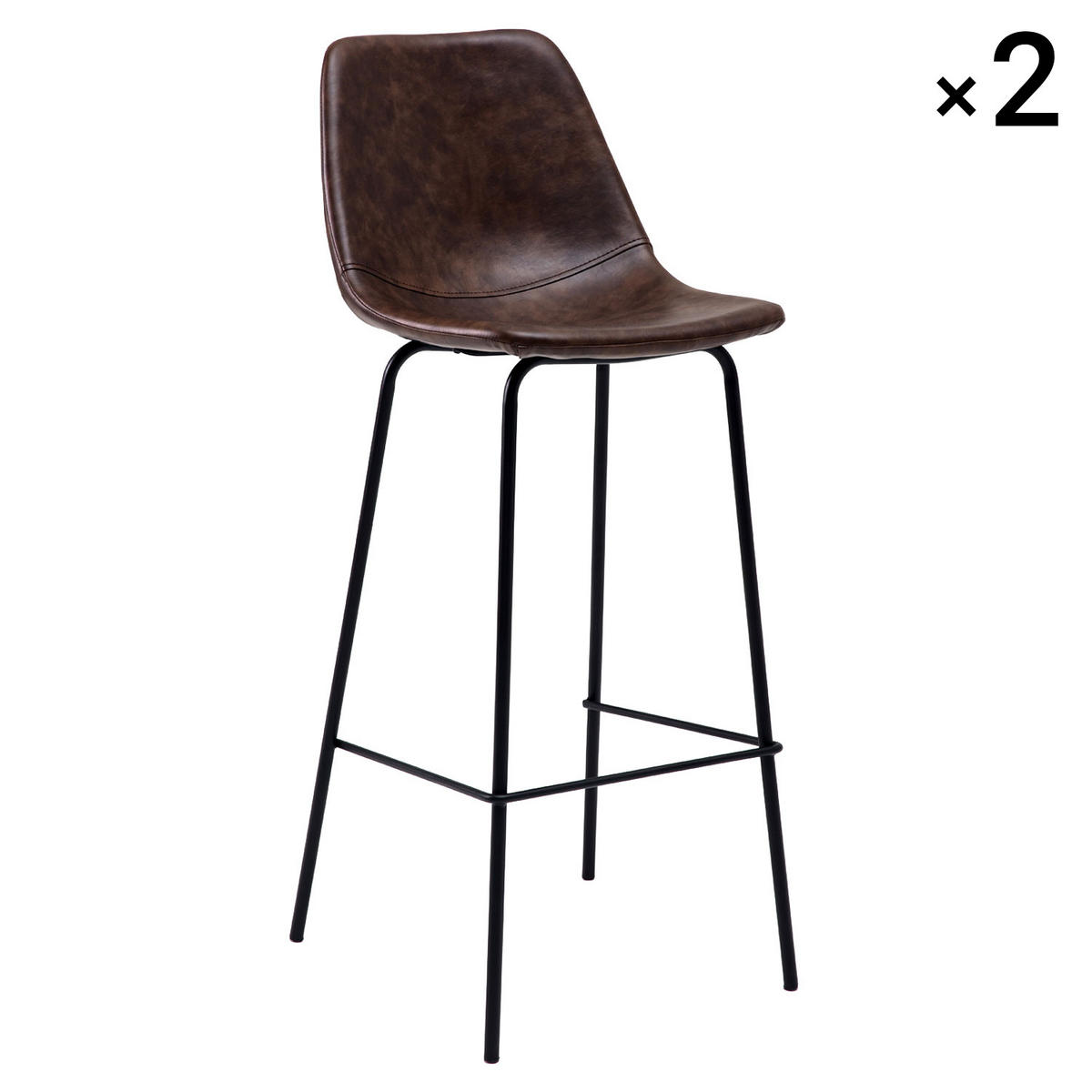 BARHOCKER Lucien Braun Sitzhöhe 75cm 2er-Set - Braun, Kunststoff (43/104/49cm) - Happy Garden