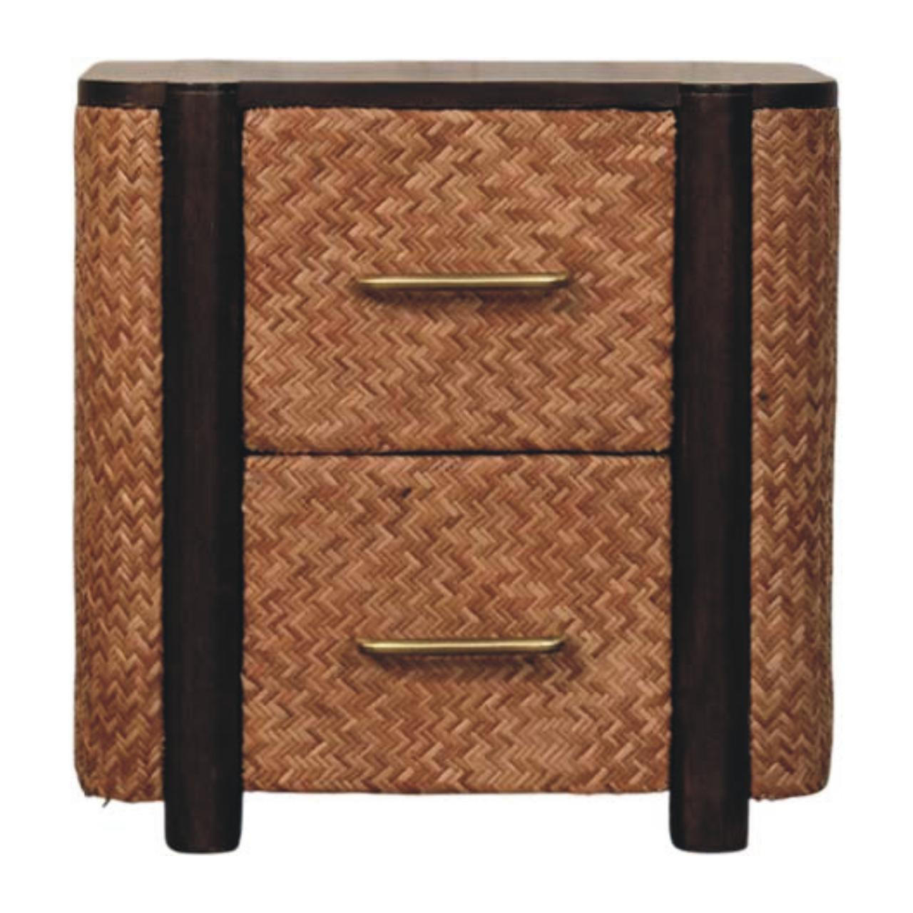 Artisan Furniture MEDIÁLNÍ KONSOLE s povrchovou úpravou Wine-Wood-Oak, 2 zásuvkami, 1 otevřenou policí, tmavě hnědá