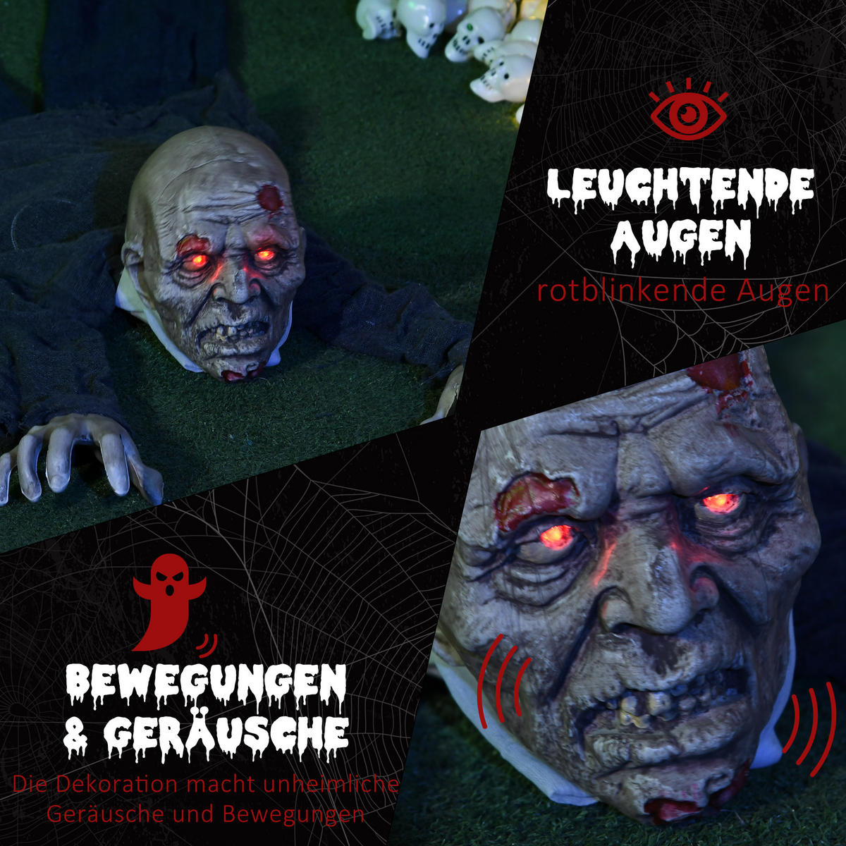 HALLOWEEN HORROR-CLOWN, Mehrfarbig, Polyester, PE, Stahl - Multicolor, Kunststoff (20/159/45cm) - HOMCOM