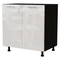 KÜCHENUNTERSCHRANK Essen D11/80 Weiß Hochglanz / Schwarz Matt 80 / 50 / 82cm - Weiß Hochglanz/Schwarz, Holz/Holzwerkstoff (80/82/50cm) - Feldmann-Wohnen