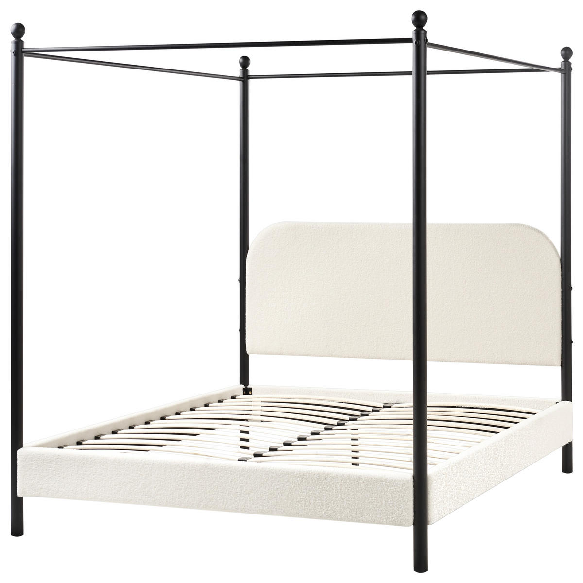 HIMMELBETT 140x200 cm Weiß Dannemois - Creme, Textil (140/200cm) - Beliani
