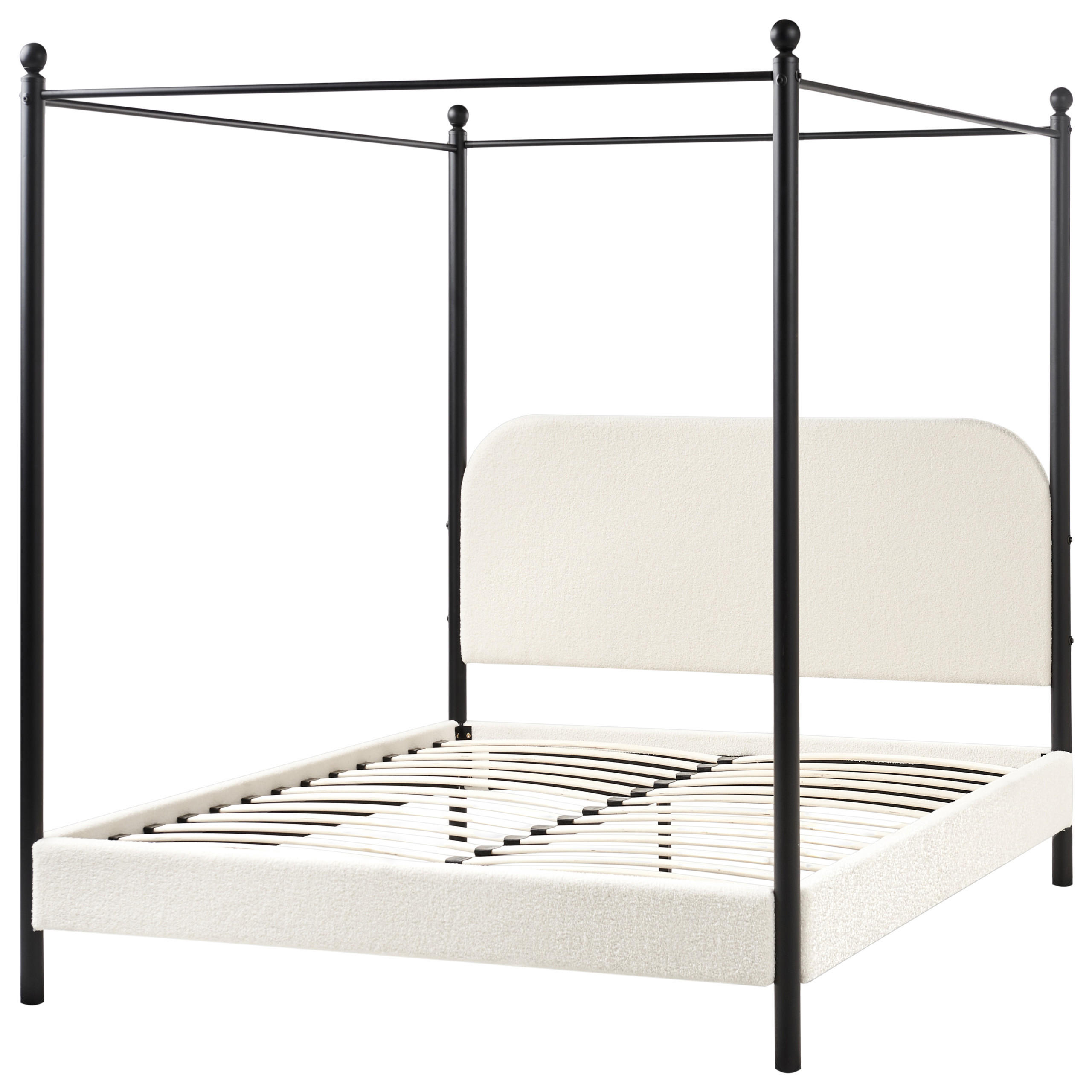 Thumbnail - Beliani Himmelbett, Creme, Textil, 140x200 cm, Schlafzimmer, Betten