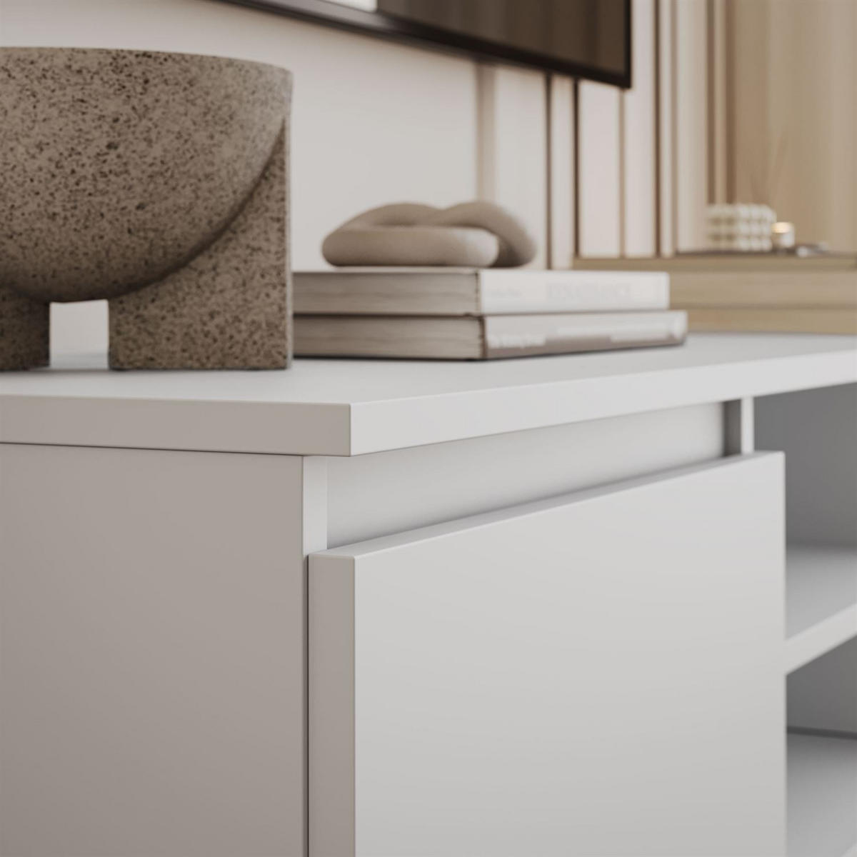 LOWBOARD HANA 140 cm Weiß - Weiß, Holzwerkstoff (140/36/40cm) - Lookway