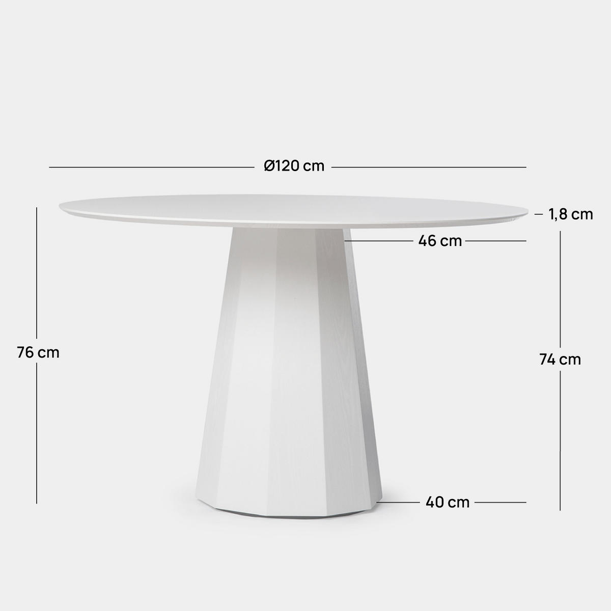 ESSTISCH Olivier Weiß 120 cm x 76 cm - Weiß, Holzwerkstoff (120/120/76cm) - Klast Home