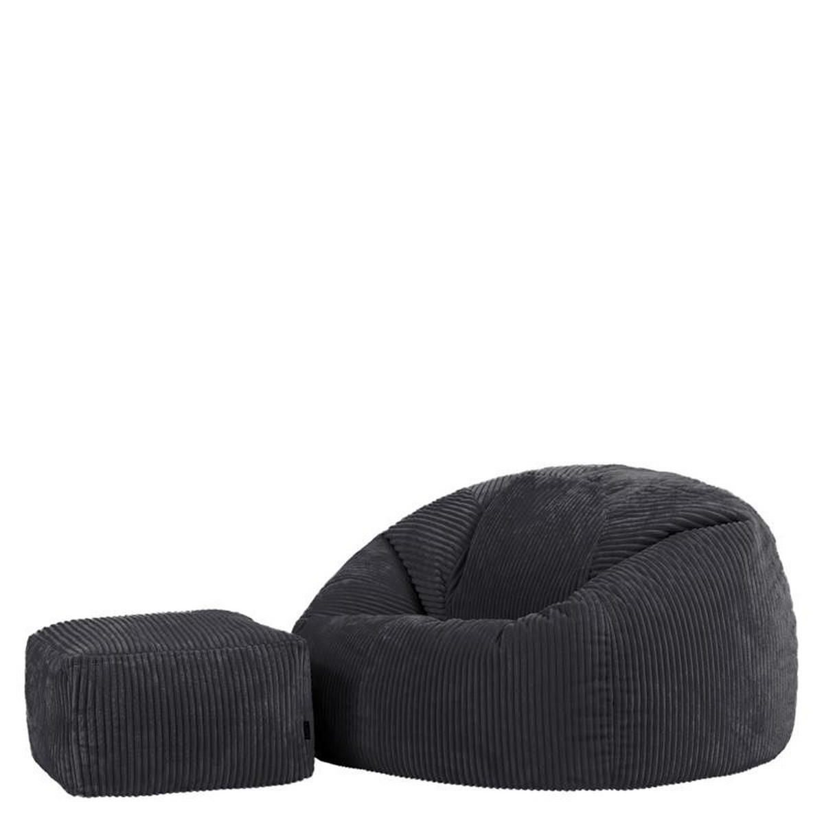 SITZSACK mit Hocker Dalton XXL - Anthrazit, Textil (92/52/92cm) - icon