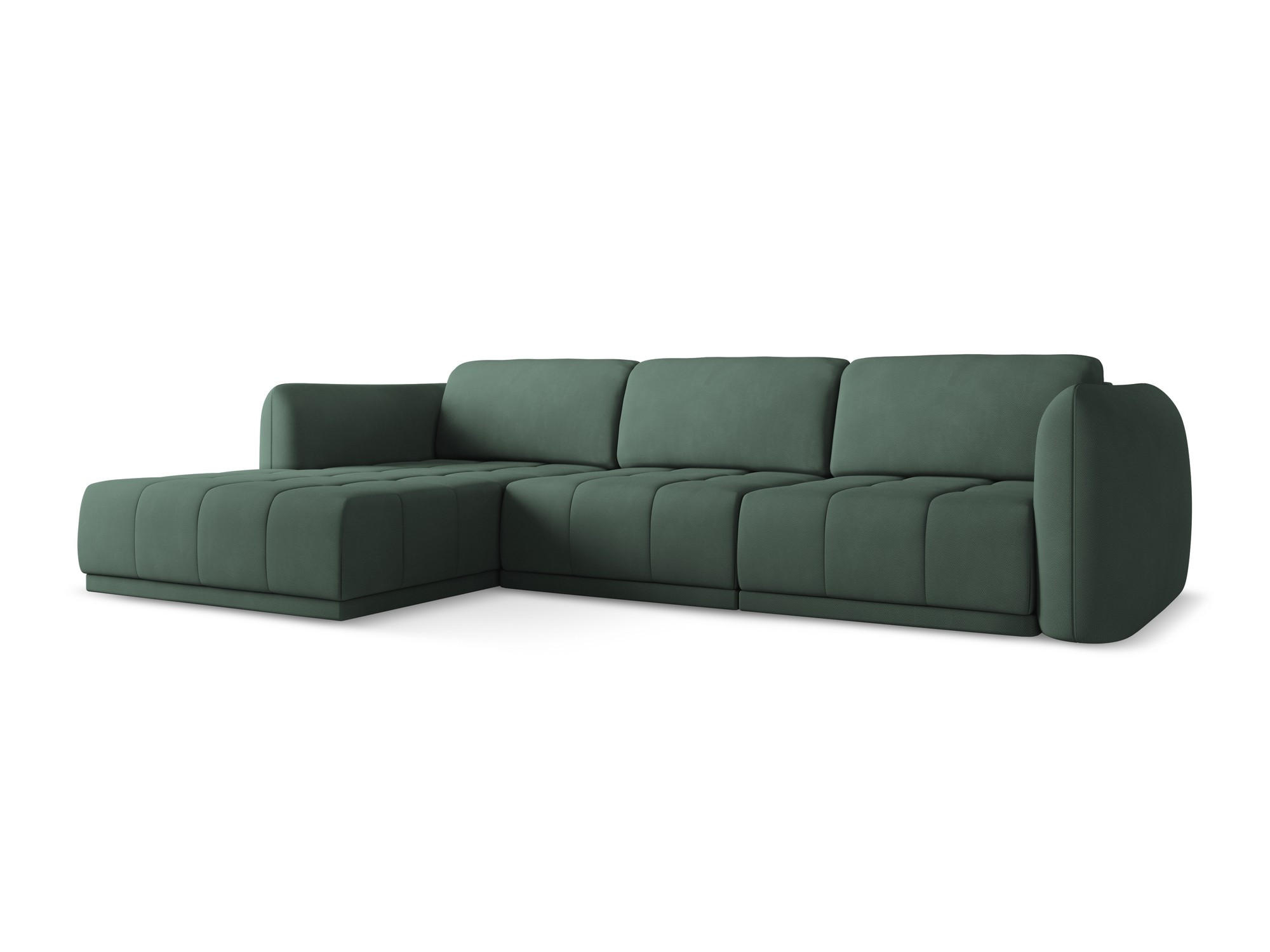 ECKSOFA Links Chenille Stoff Grün - Schwarz/Grün, Kunststoff/Textil (170/290cm) - Makamii