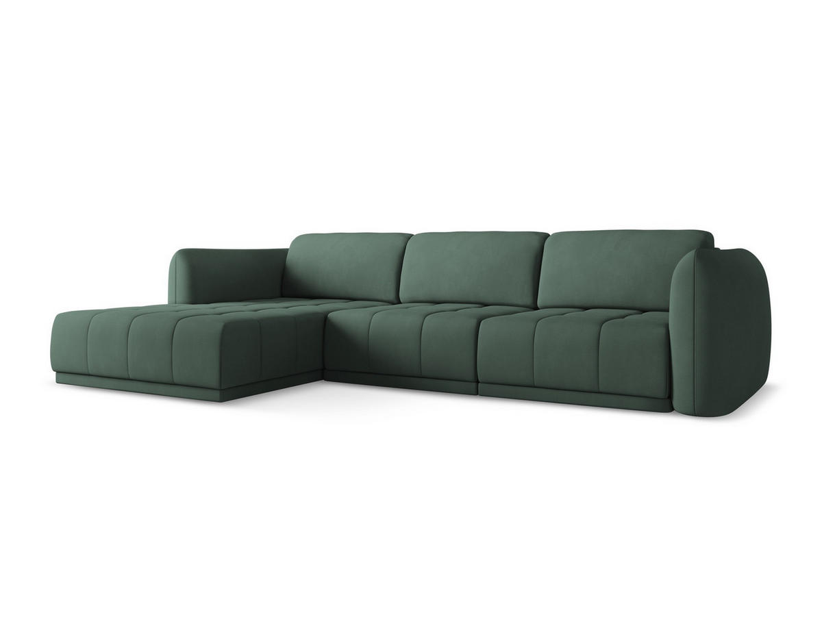 ECKSOFA Links Chenille Stoff Grün - Schwarz/Grün, Kunststoff/Textil (170/290cm) - Makamii