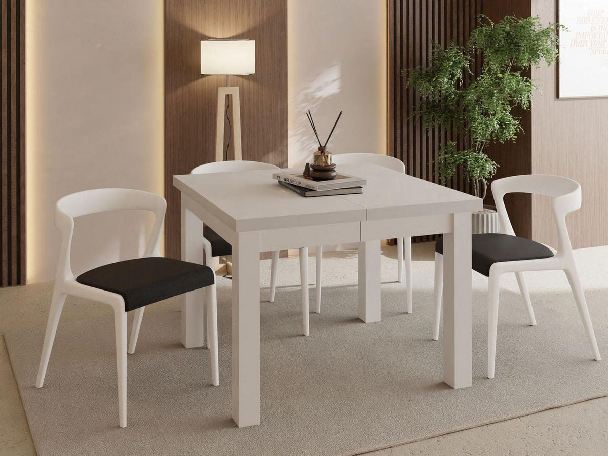 ESSTISCH Toren Weiß ausziehbar verlängerbar quadratisch, Kaschmir 100-300/100/76.5 cm - Kaschmir/Weiß, Holz/Holzwerkstoff (100/100/77cm) - WFL GROUP