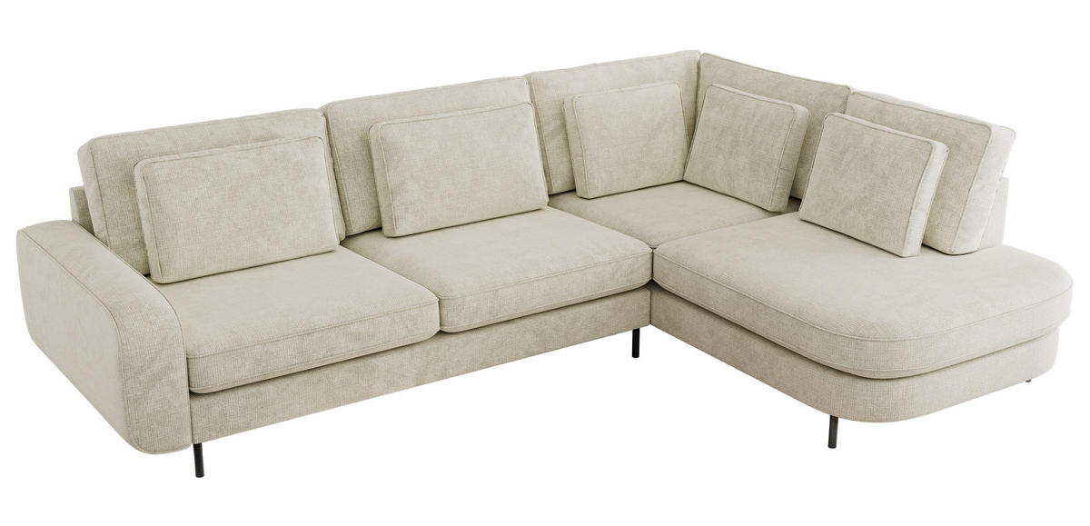 ROHOVÁ SEDAČKA CALENO L - Krémový hladký senil - Levá Strana - černá/krémová, kov/textil (317/225cm) - MKS