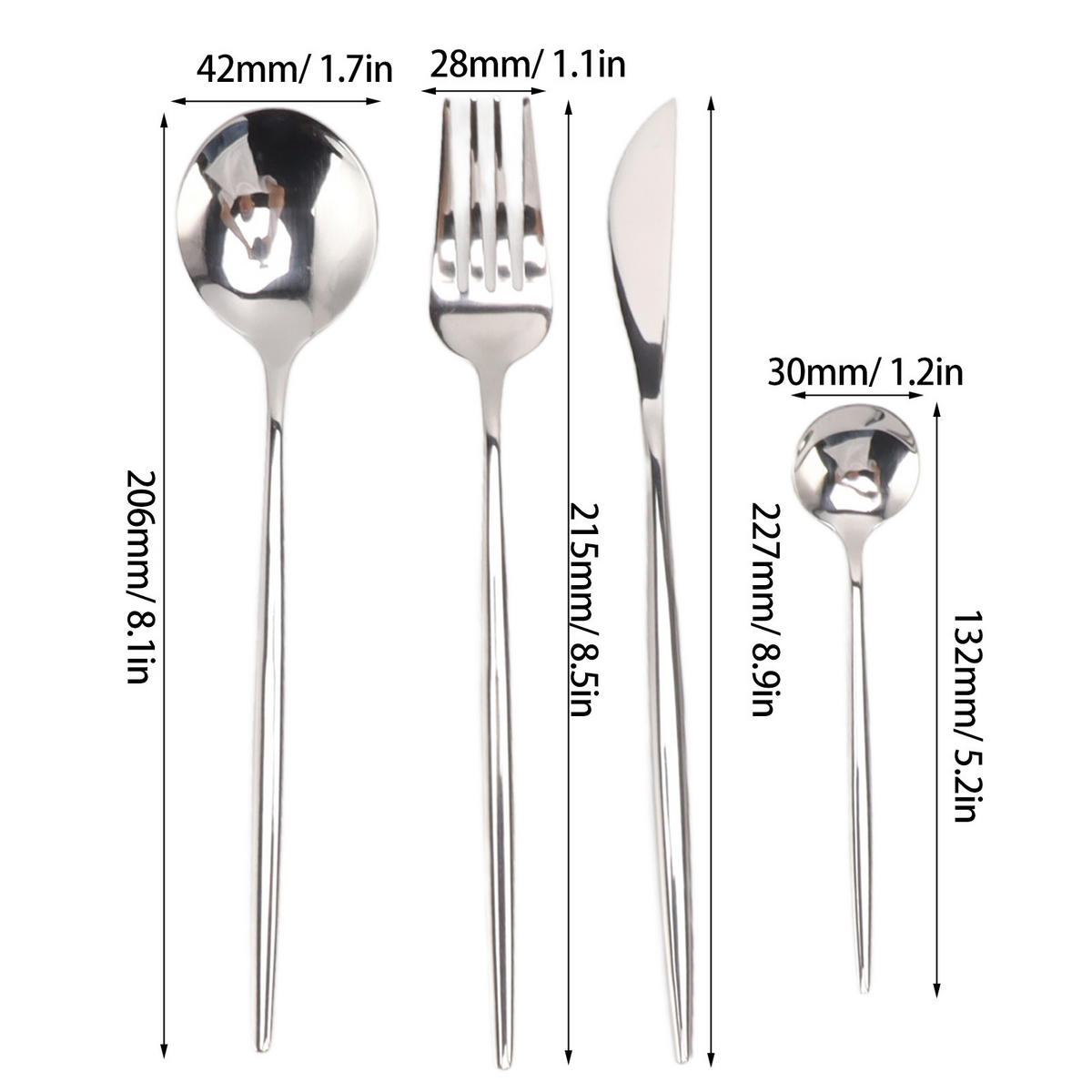 BESTECK-SET, mirror finish, rostfrei, für Hotel & Festtag, Geschenk - Silberfarben, Metall