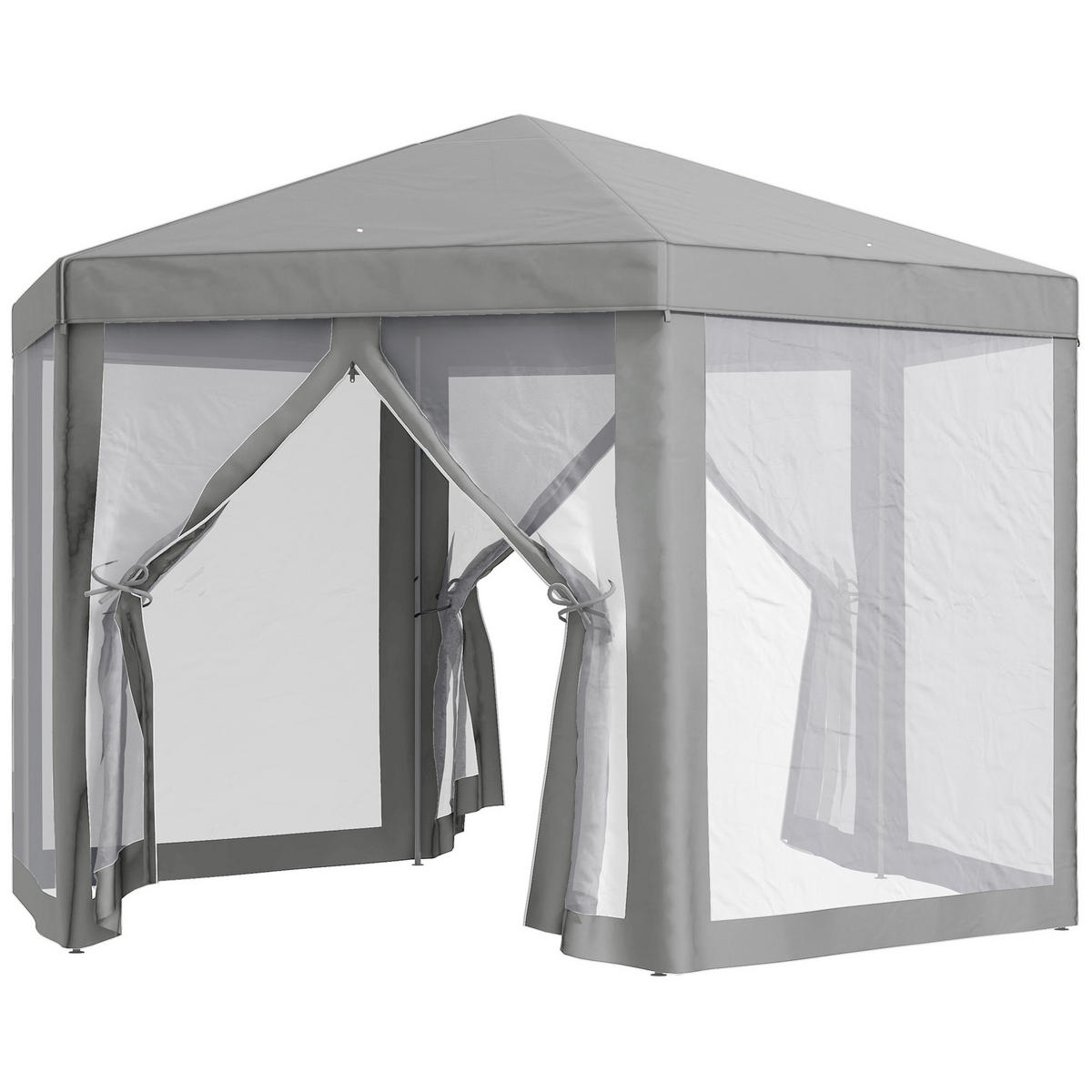 PAVILLON DE-12589 mit Moskitonetzen Grau - Grau, Metall (350/250/400cm) - ComfortXL