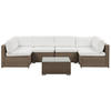 LOUNGE SET 6-Sitzer modular Braun Auflagen weiß Belvedere - Braun/Weiß, Kunststoff - Beliani