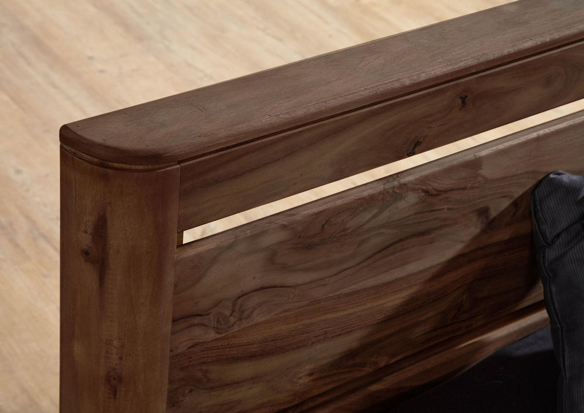 BETT Massivholz Akazie / Sheesham 140 x 200 x 90 dunkelbraun TORONTO #162 - Dunkelbraun, Holz (140/200cm) - Massivmoebel24