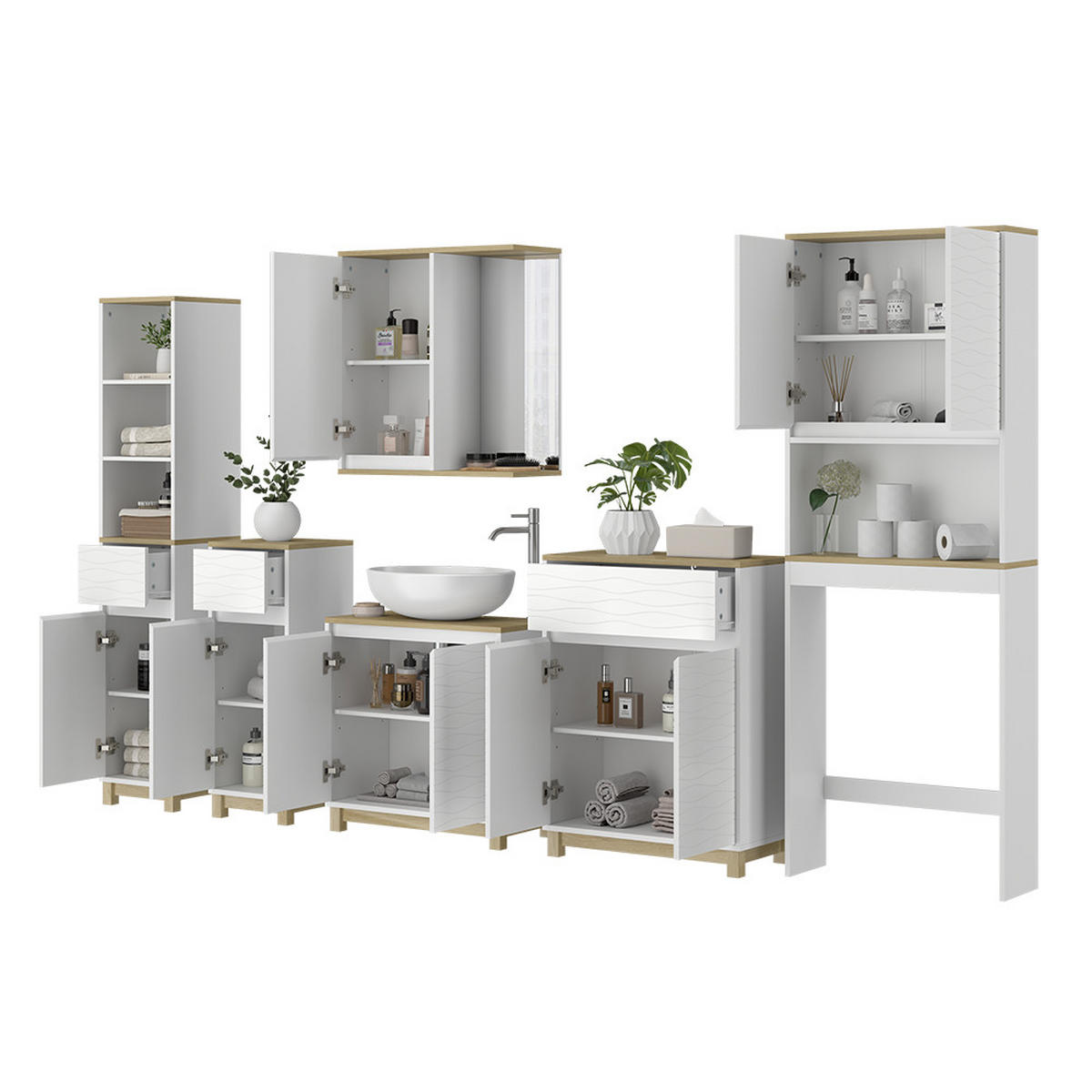 KOUPELNOVÝ NÁBYTEK Livia Bílá/dub - bílá/barva dubu, kompozitní dřevo (60/60/30cm) - Vicco