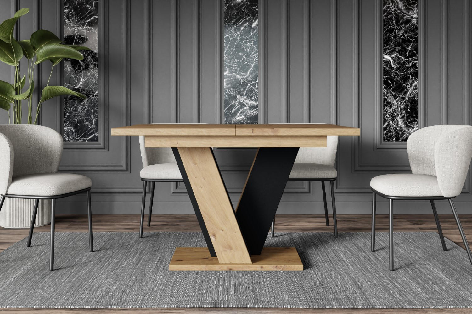 ESSTISCH ausziehbar 120 -160x90x75 cm - Artisan Eiche Optik/Schwarz- INEY - Eichefarben, Holzwerkstoff (120/90/75cm) - ALTDECOR