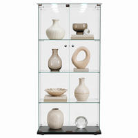 LED-VITRINE, 4-stufig mit Doppeltüren, Schwarzrahmen - Schwarz, Glas (78.5/163/35cm) - Joyfair