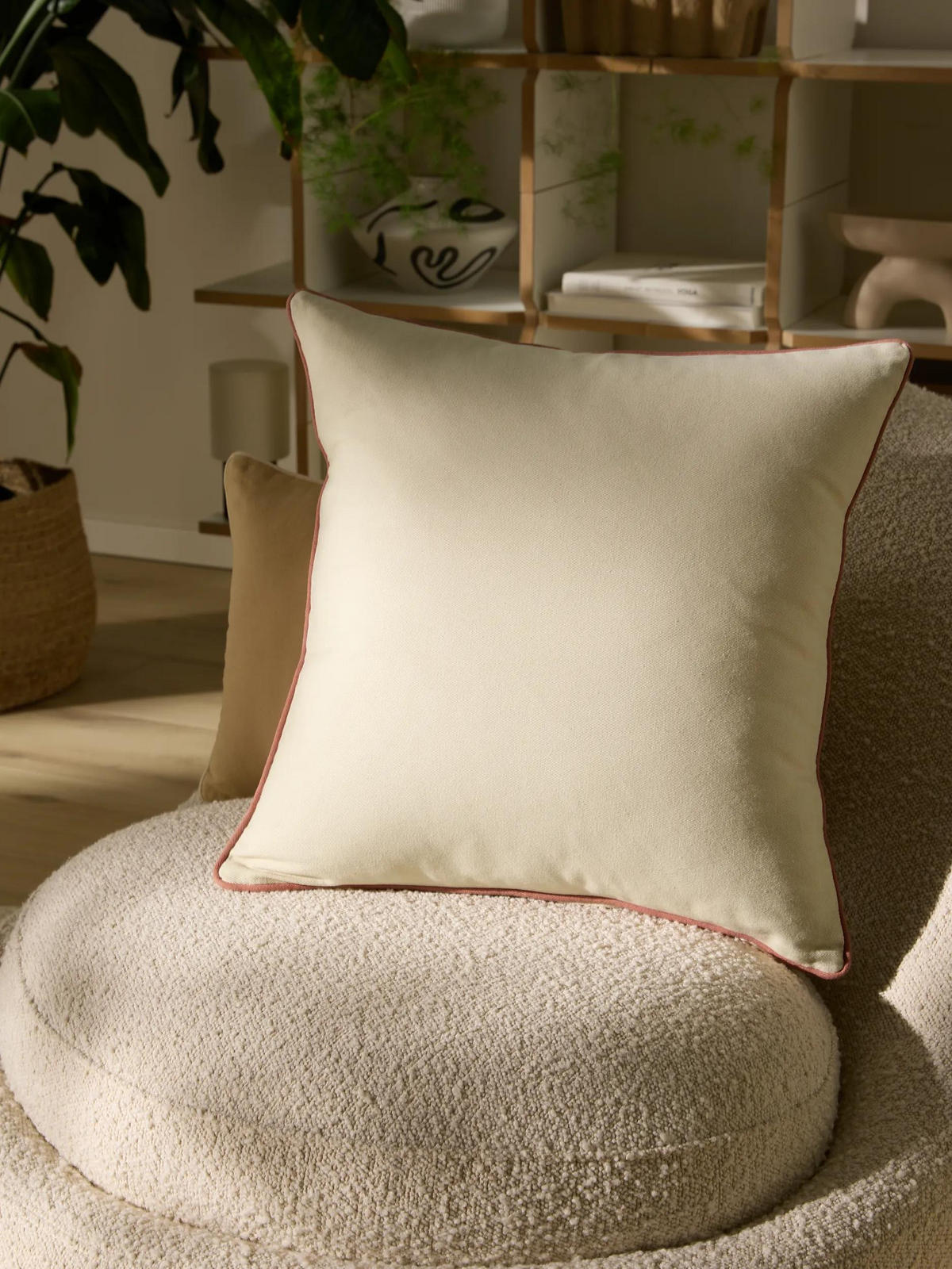 KISSEN Ines Cream/Terracotta 45/45 cm - Terracotta/Creme, Textil (45/45/15cm) - benuta