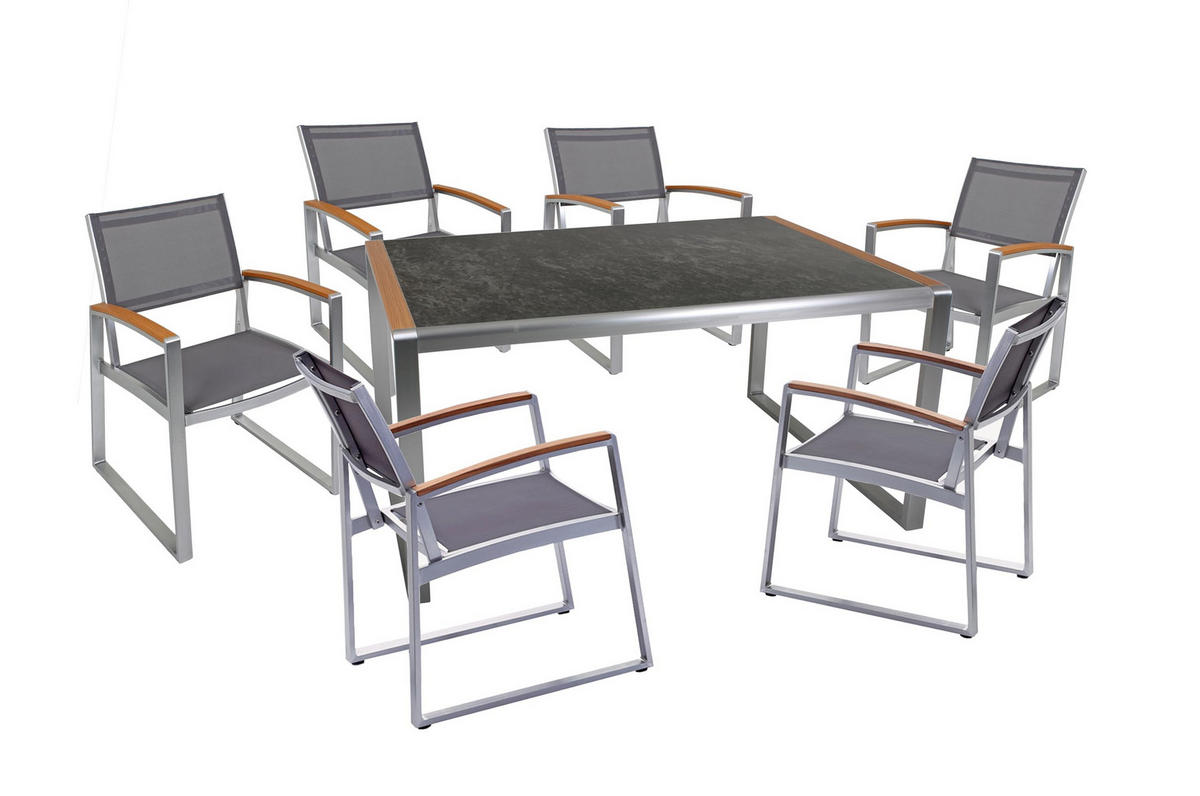 GARTEN-SITZGRUPPE Esme 7-teilig Gartenmöbel-Set - Braun, Kunststoff - DELUKE