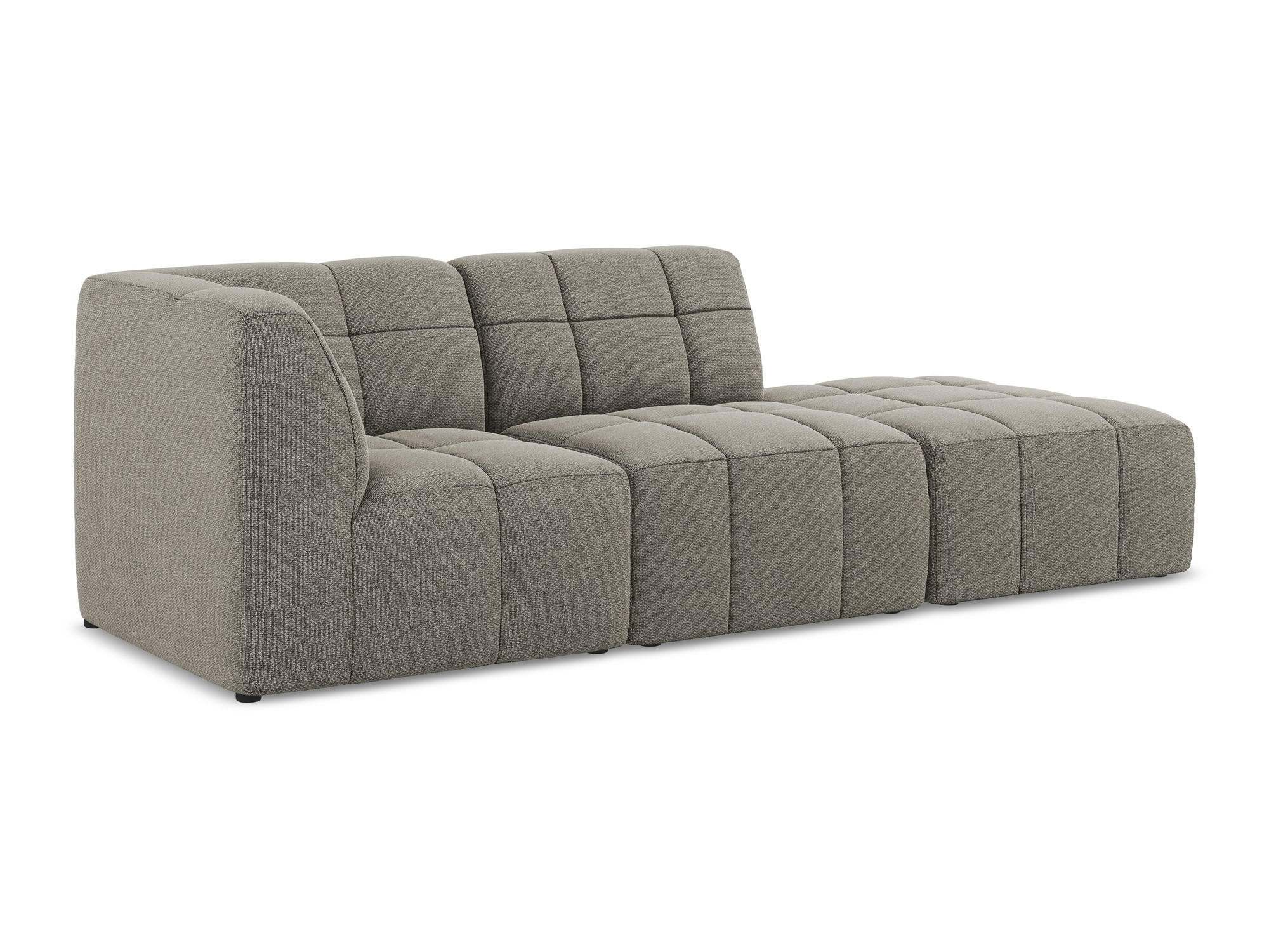ECKSOFA Rechts Bouclé Stoff Grau - Schwarz/Grau, Holzwerkstoff/Kunststoff (240/90cm) - Makamii