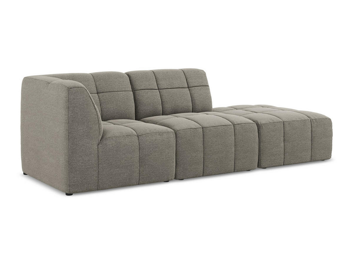 ECKSOFA Rechts Bouclé Stoff Grau - Schwarz/Grau, Holzwerkstoff/Kunststoff (240/90cm) - Makamii