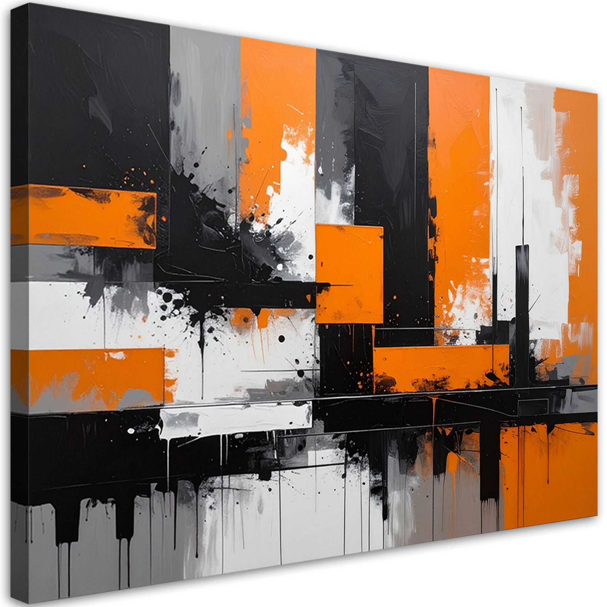 BILD auf Leinwand, Schwarz orangefarbene Abstrakt - Orange, Textil (60/40cm) - Feeby