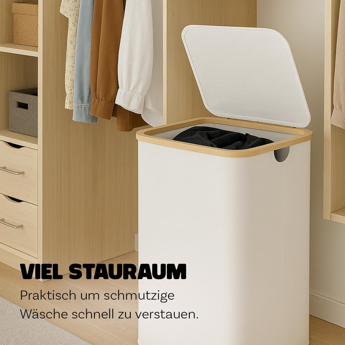 WÄSCHEKORB mit herausnehmbarer Tasche - 41x37x71cm - Weiß - Weiß, Textil (41/71/34cm) - Bestlivings