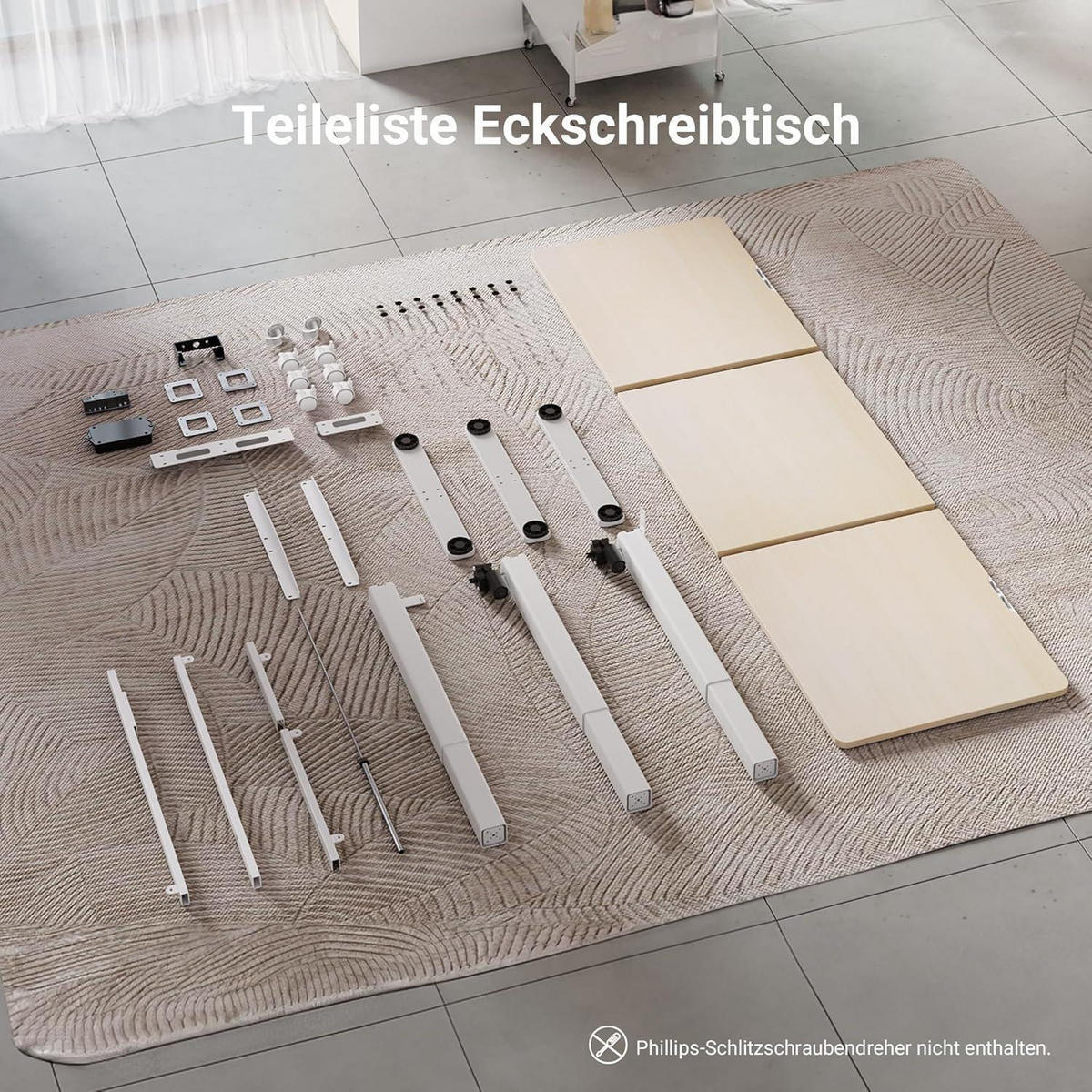 ECKSCHREIBTISCH höhenverstellbar 160x140cm beige mit Dual-Motor - Beige, Holzwerkstoff (160/140/118cm)