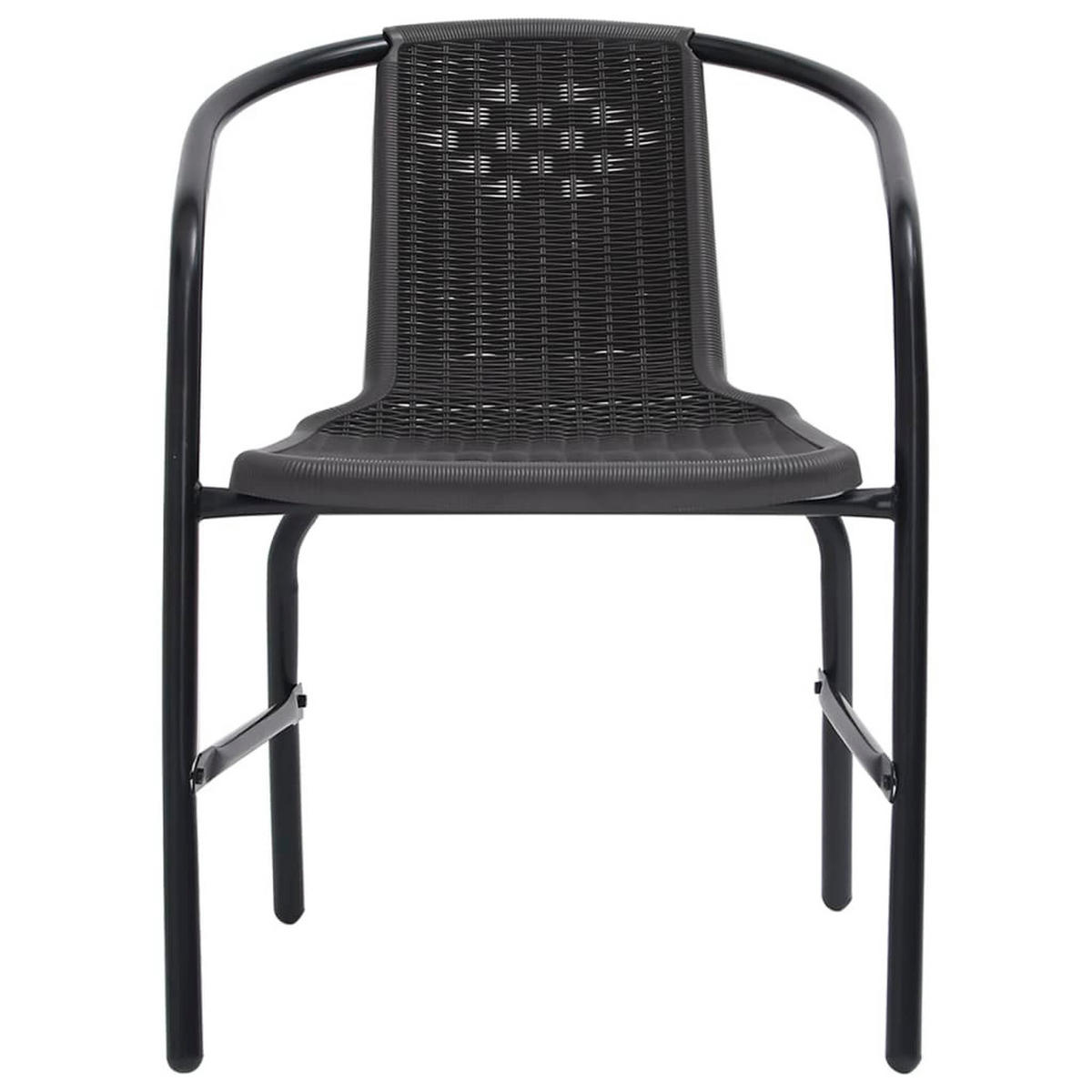 GARTENSTÜHLE 2 Stk. Kunststoff Rattan-Optik und Stahl 110 - Schwarz, Metall (62/74/55cm) - furnicato