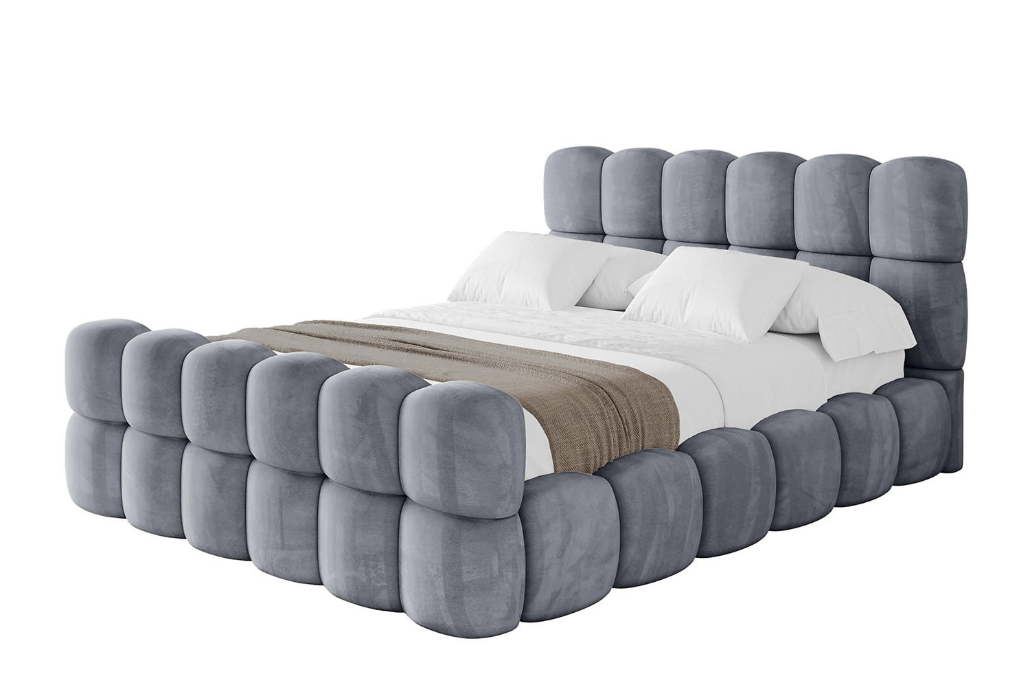POLSTERBETT mit Bettkasten, Fußteil und Lattenrost, Bett mit Matratze H3/H4 - LEYA-Z 120x200 Grau - Grau, Holzwerkstoff/Textil (120/200cm) - ALTDECOR