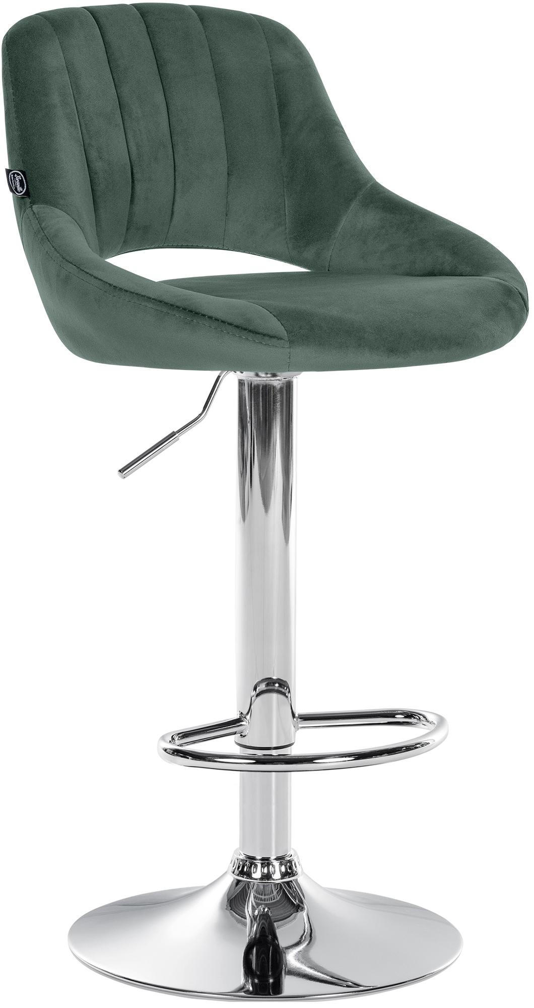 BARHOCKER Samt Grün - Chromfarben/Grün, Textil/Metall (47/85/48cm) - CLP