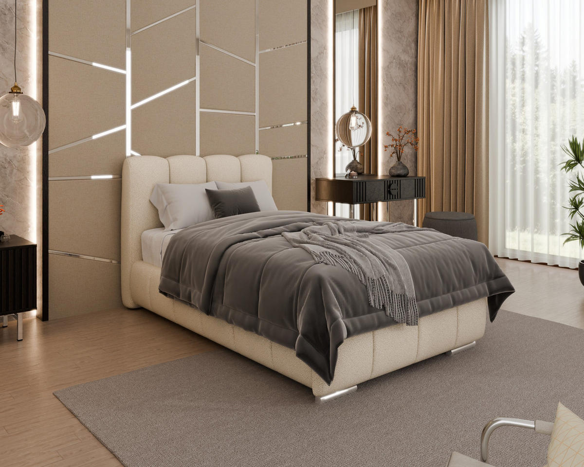 POLSTERBETT Zaira 100x200cm – Elegantes Polsterbett für modernen Wohnstil , ohne matratze, beige - Beige, Holz (100/200cm) - Homesy