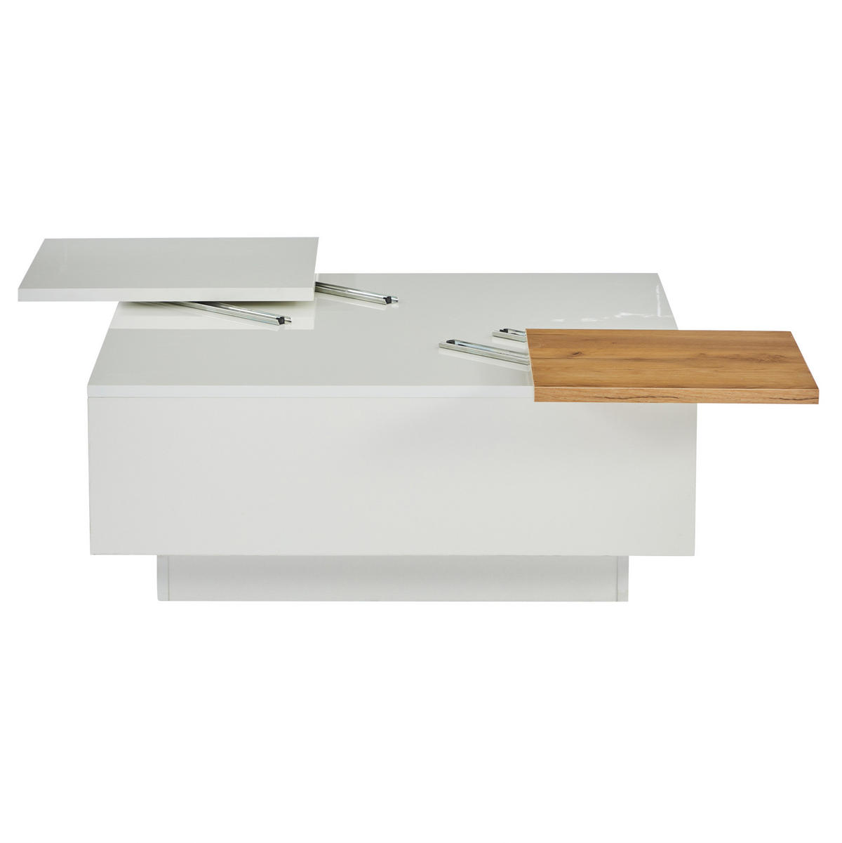 COUCHTISCH 75/75/33.5 cm in Weiß aus Spanplatte mit Hochglanz und Schubladen - Weiß, Holzwerkstoff (75/75/33.5cm) - OKMYHOME